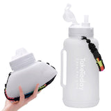 68oz Collapsible Water Bottle with Straw Lids & Paracord Handle